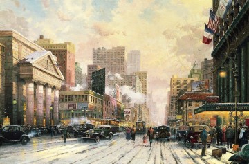 その他の都市景観 Painting - ニューヨーク 7 番街の雪 1932 TK 都市景観